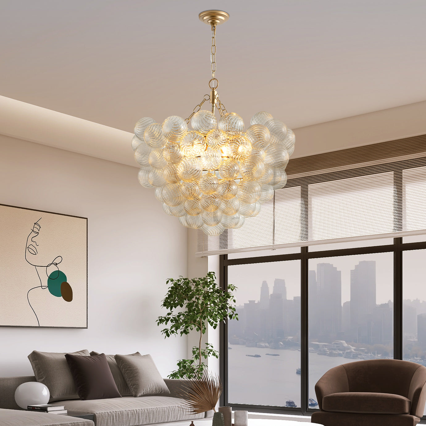 6-Light Golden Globe Chandelier Lighting