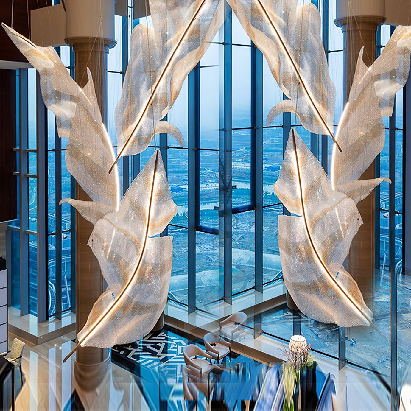 Falling Leaves Glass Chandelier Lighting
