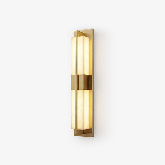 Rectangular Alabaster Brass Wall Sconce Lighting