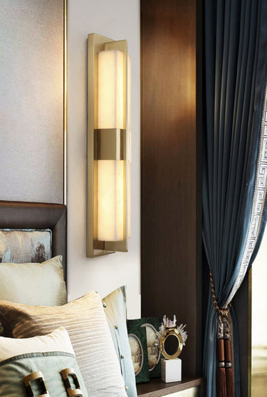 Rectangular Alabaster Brass Wall Sconce Lighting