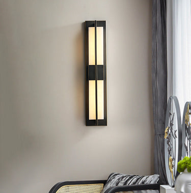 Rectangular Alabaster Brass Wall Sconce Lighting