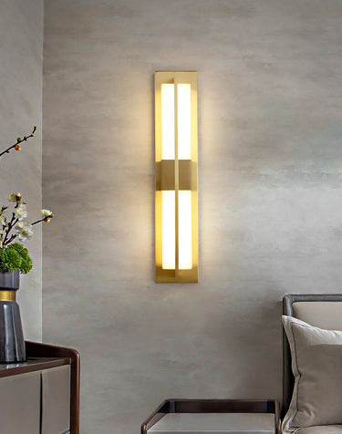 Rectangular Alabaster Brass Wall Sconce Lighting