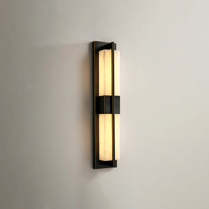 Rectangular Alabaster Brass Wall Sconce Lighting