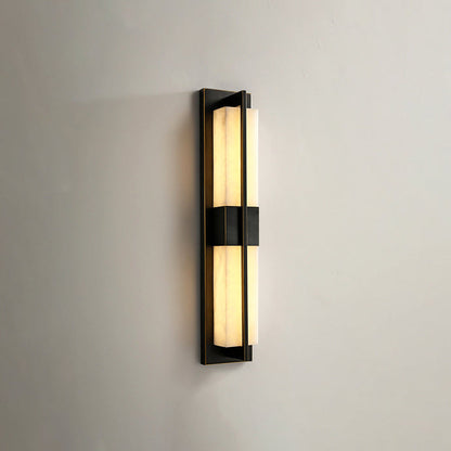 Rectangular Alabaster Brass Wall Sconce Lighting
