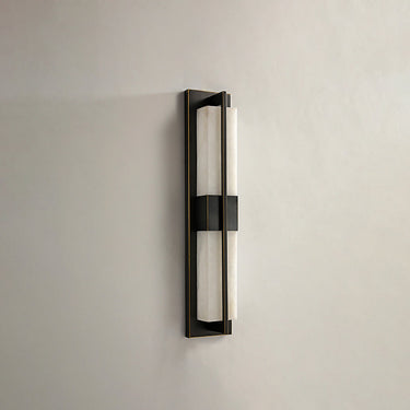 Rectangular Alabaster Brass Wall Sconce Lighting