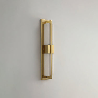 Rectangular Alabaster Brass Wall Sconce Lighting