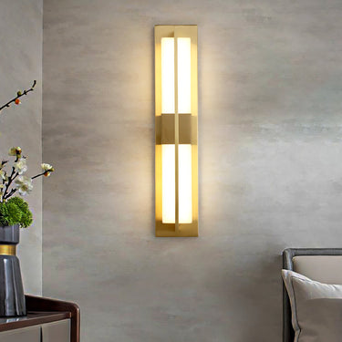 Rectangular Alabaster Brass Wall Sconce Lighting
