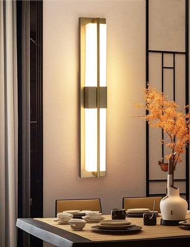 Rectangular Alabaster Brass Wall Sconce Lighting